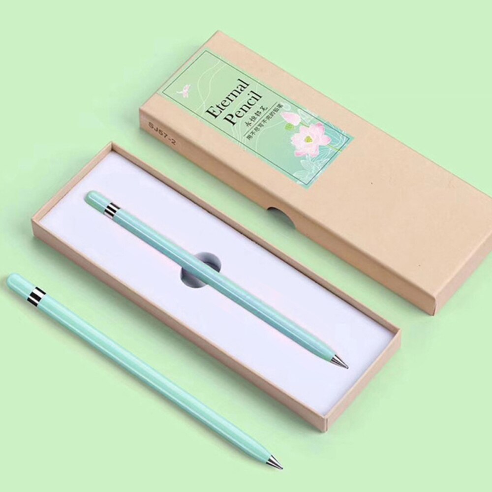 1Pc 4 Kleuren Stijl Eeuwige Potlood Legering Tip Inktloze Pen Geen Refill Eeuwige Oneindige Schrijven Potlood Voor School leveranties