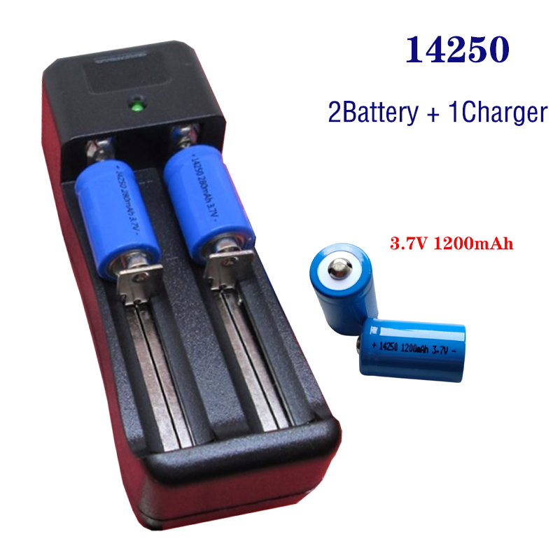 Wiederaufladbare 14250 Batterie LS14250 ER14250H 1/2-R6 1/2 AA 3,7 V 1200 mAh ER14250 Lithiumbatterien (2 Batterien + 1 Ladegerät)