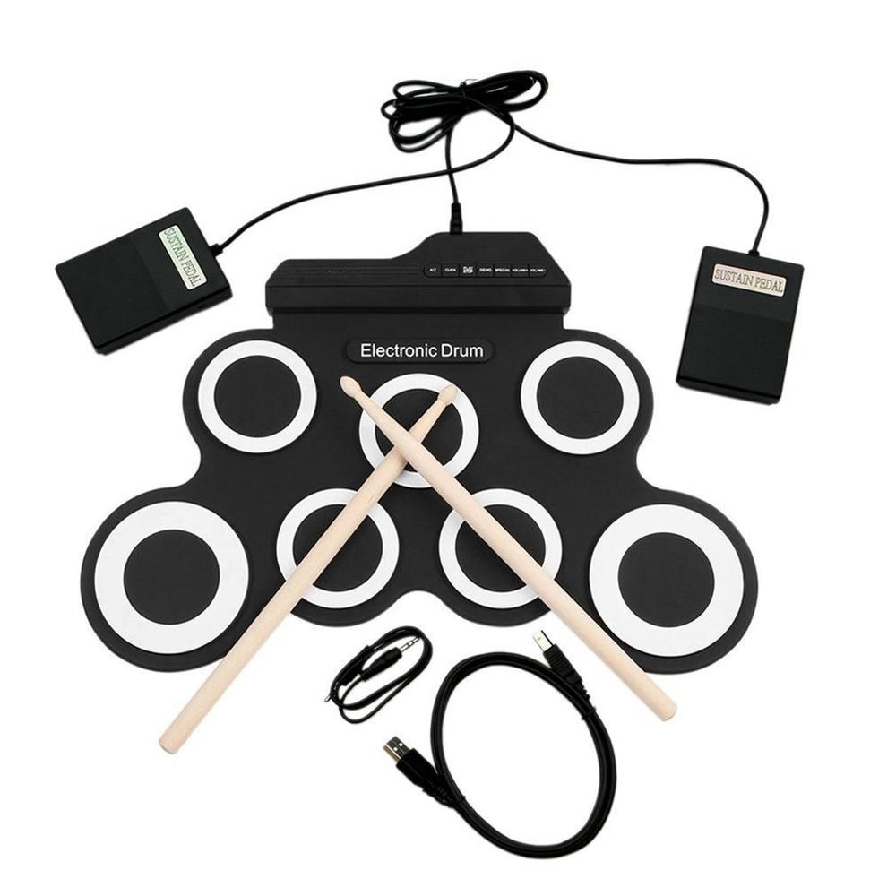 Hand-Rolled Usb Electronic Drum Portable Drum Kitfolding Silicone Practice Drum Roll Up Drum With 9 Silicon Pads