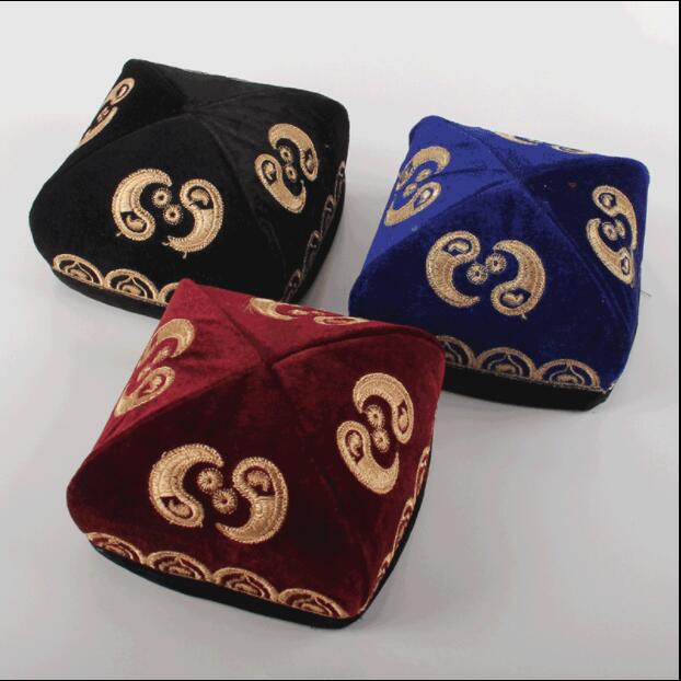 Tetagon-Sombrero de flores Uygur Doppa musulmán para hombre, Gorra con estampado de bordado plegable tradicional de Xinjiang, Doppa de cuatro almendros para escenario