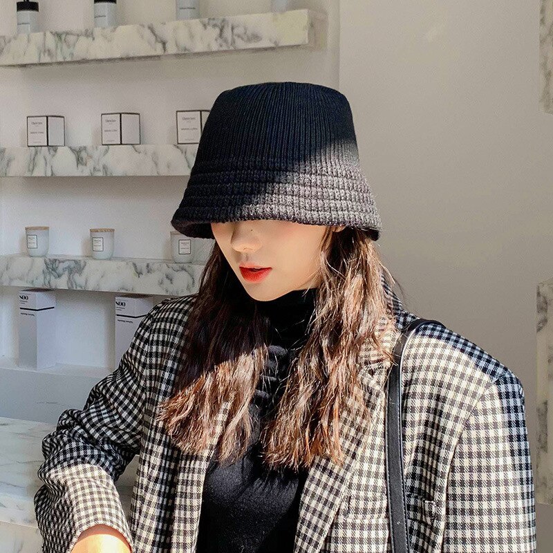 Chapéu de lã de inverno chapéu de balde panamá feminino bob hip hop boné gorros cor sólida unissex algodão boné homem balde de pesca chapéu liso