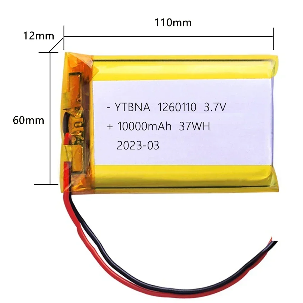 1260110 3.7V 10000mAh polymer lithium battery/lithium ion battery for Power Bank,GPS capacity