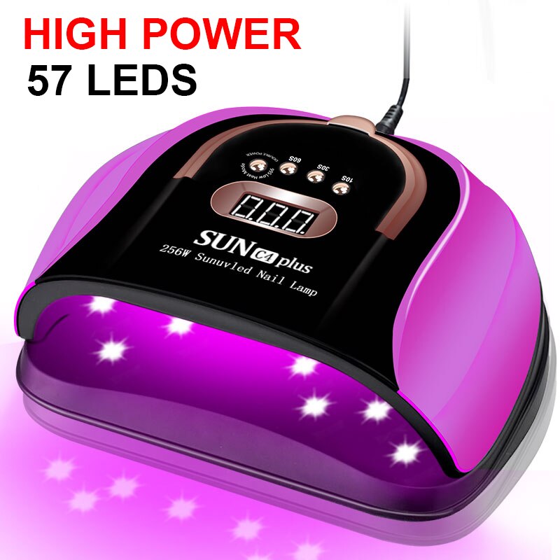Lámpara de uñas de Gel UV Led de alta potencia, 256W, esmalte de cabina, 57 LED, equipo de secado para lámpara de manicura