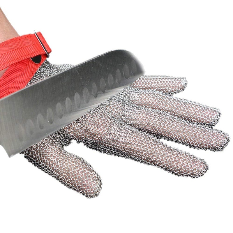 Protective Glove 304 Stainless Steel Chain Glove For Wood Processing Meat Processing Kitchen Use Crayfish Gloves (M)