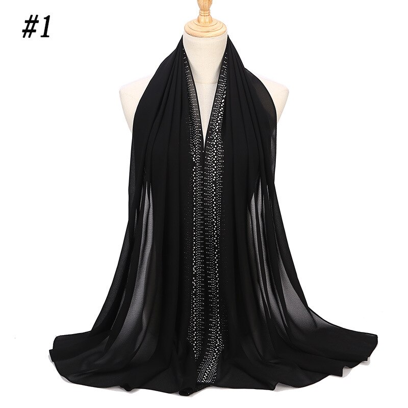 islamischen Glitter kopftuch Strass hijab schal chiffon muslimischen kopf wrap schals Malaysia hijab türkisch islamische: 1