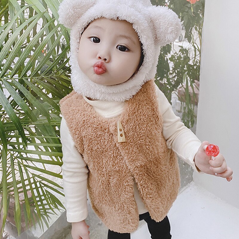 Hh Baby Herfst Wollen Vest Voor Meisjes Zachte Warme Katoenen Kleding Jongens Mode Mouwloze Kleding Kinderen Dikker Winter Vest Baby