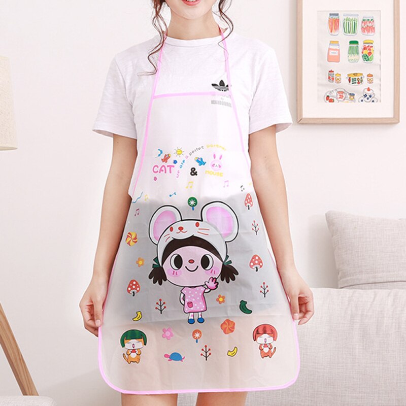 1pcs Cute Cartoon Animal Women Waterproof Apron Kitchen Restaurant Cooking Aprons Anti-oil Bib cocina BBQ Baking tablier: B