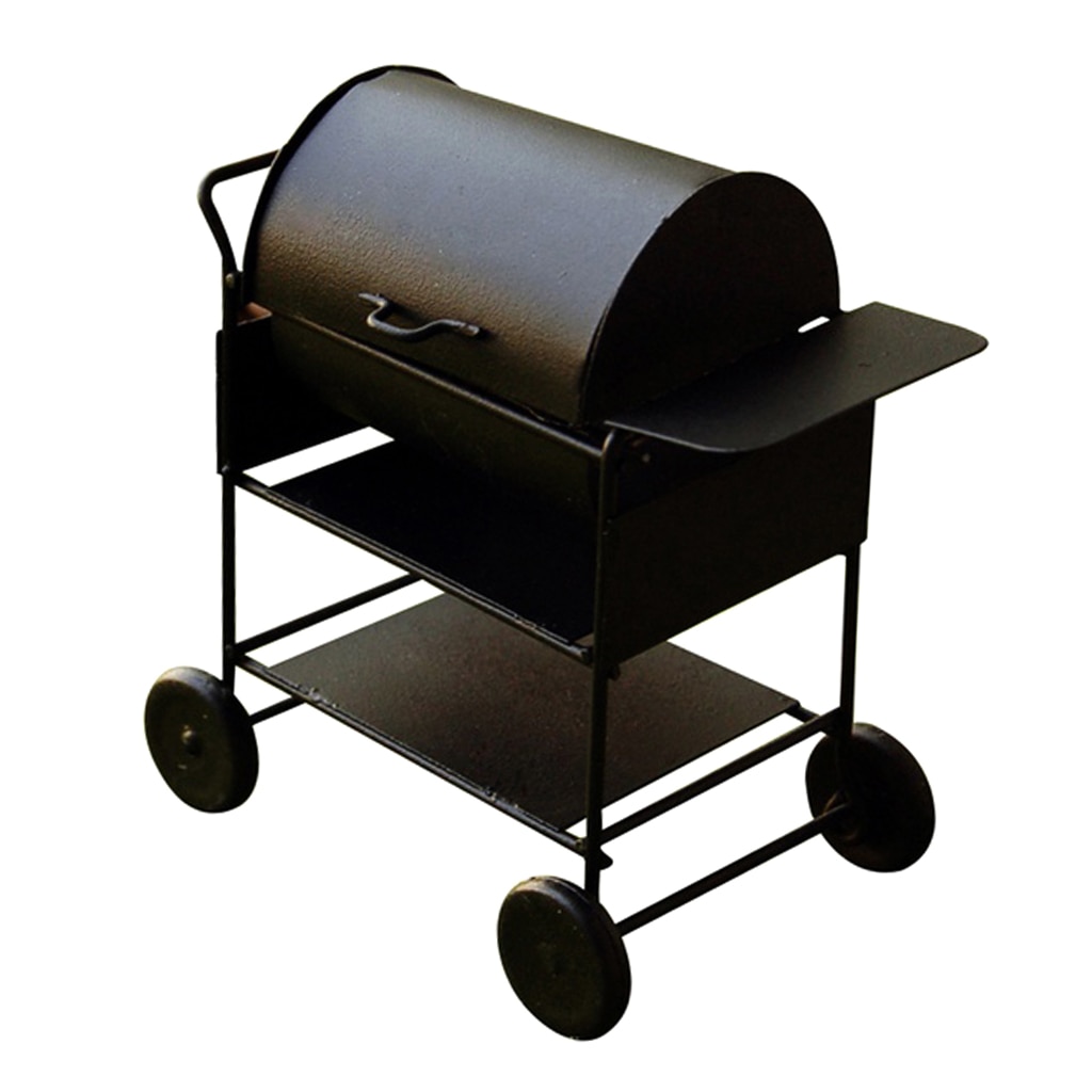 1/12 escala casa de muñecas miniatura jardín al aire libre cuadrado barbacoa parrilla horno de juguete negro
