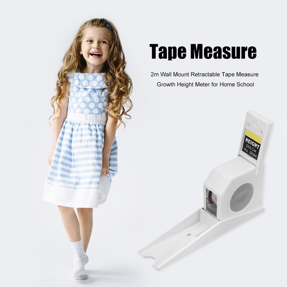 2m Wall Mounted Retractable Tape Measure Height Meter for Home Hospital School Flexible Rule Eco-firendly Tool