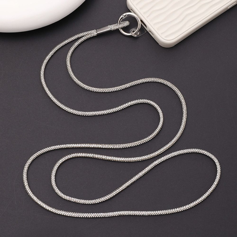 1pc Bright Rhinestone Phone Lanyard Crystal Bling Bling Phone Case Chain Straps Diamond Phone Anti-lost Rope Phone Accessories: Red / Pink