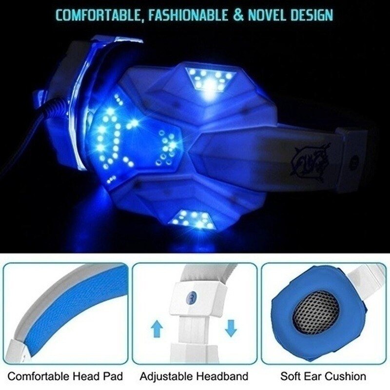 Surround Stereo Gaming Headset Headband Headphone Wired USB 3.5mm LED with Mic for PC PS4 Xbox One Laptops Tablet Smartphones
