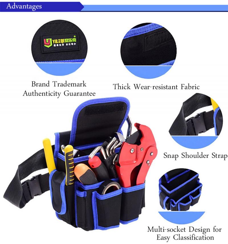 Heavy Duty Tool Pouch with Adjustable Belt Electrician Waist Tool Bag Tool Pouch Drill Hammer Storage Waist Pocket Bag Carpenter