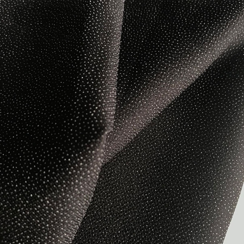 1 metro de interfaz de una sola cara pegamento entretela Fusible tela de seda suave ropa, costura bolsas adhesivo forro suministros: Black 100x154cm