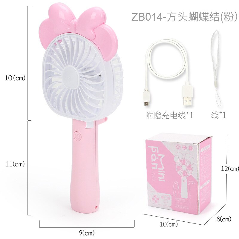 Barn tecknad modellering söt handhållen usb laddning liten fläkt mini liten elektrisk fläkt: Fläkt   zb014 pulver färgglad låda 