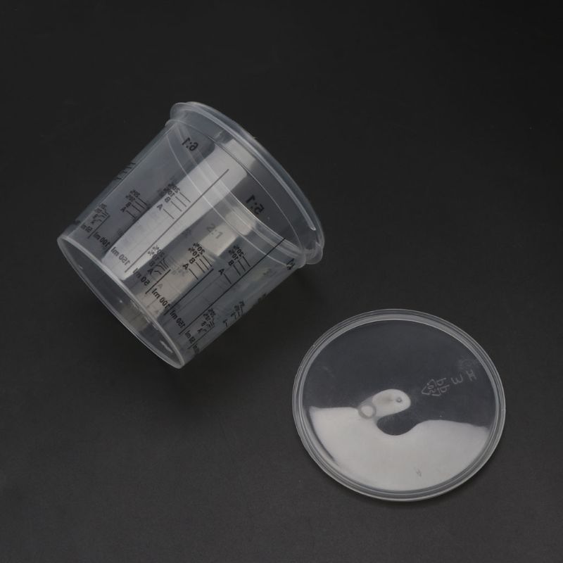 5Pcs 400ml Disposable Graduated Clear Plastic Paint Mixing Cups Calibrated Mixing Ratios Measuing Cups For Liquids Paint