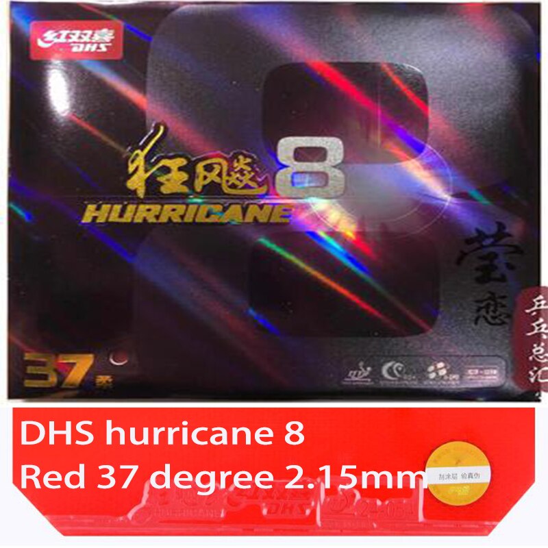 DHS-raqueta de tenis de mesa hurricane 8 Original, tenis de mesa con granos de goma para más de 40 raquetas, control deportivo y bucle de ping pong: red 37 sponge 215