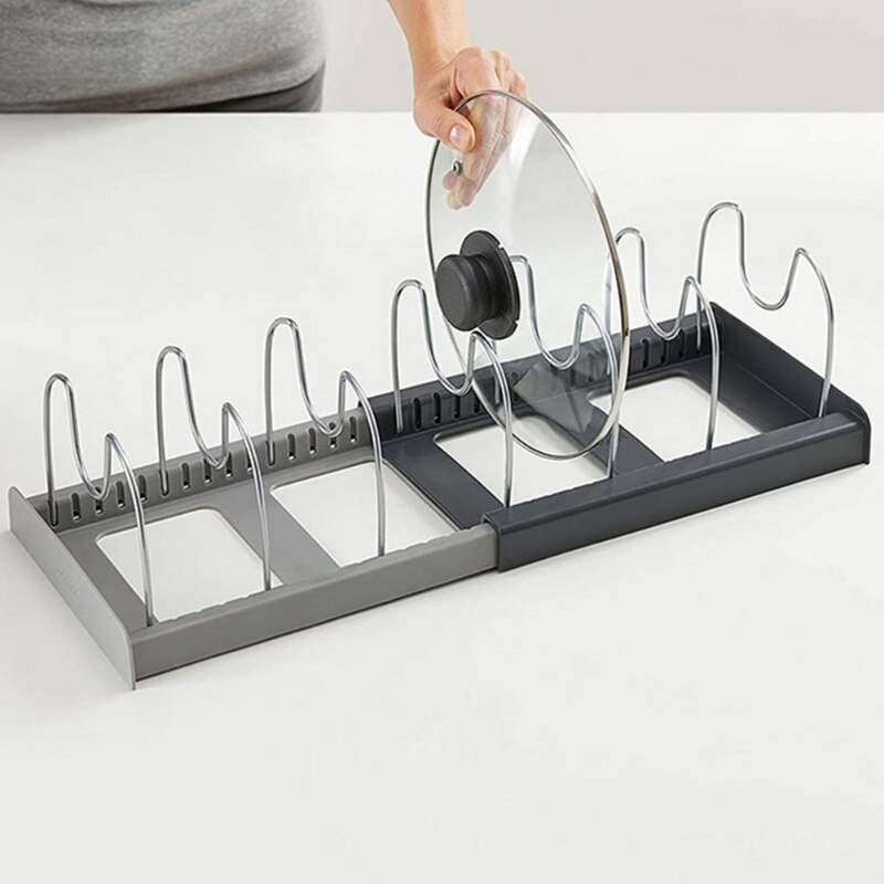 Expandable Kitchen Storage Rack Countertop Multi-layer Pot Lid Rack Kitchen Shelves Vertical Separation Shelves Drain Dishes