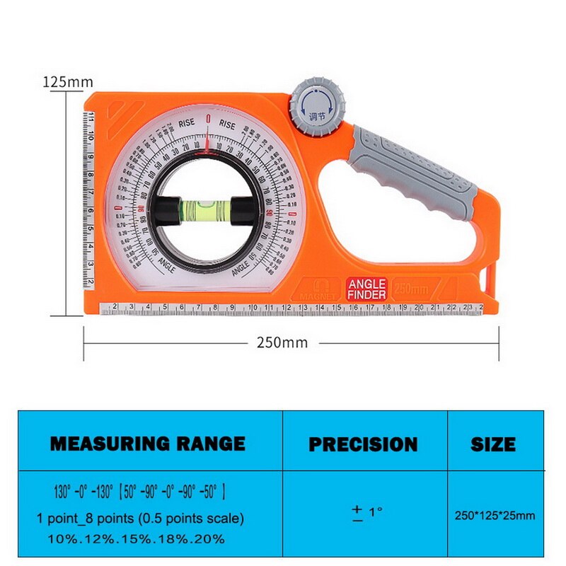 Engineering Inclinometer Universal Slope Measuring Ruler Multifunction Angle Meter Gauge