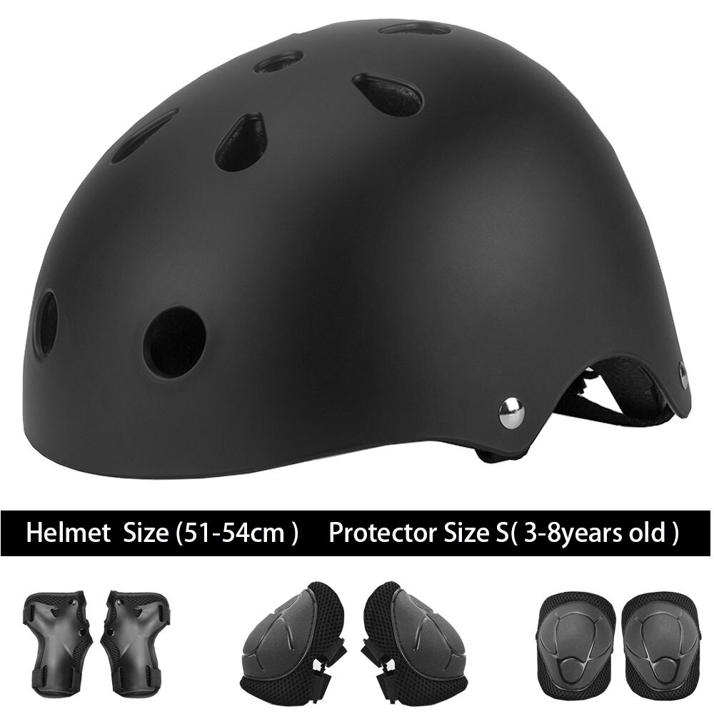 KINGBIKE Kids Roller Skating Bicycle Helmet Knee Wrist Guard Elbow Pad Set 7 pieces Child Cycling Sports Protective Guard Gear: Black Set