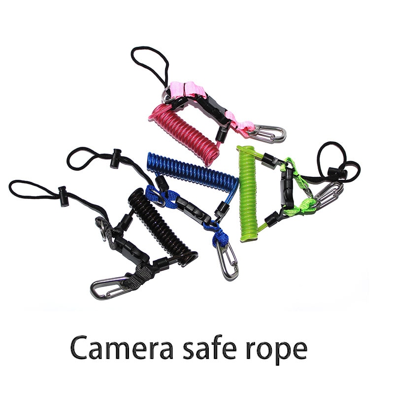 Scuba Diving 316 Anti-lost Spiral Spring Coil Camera Lanyard Safety Emergency Tool Rope Quick Release Spiral Lanyard&amp;Clip Buckle