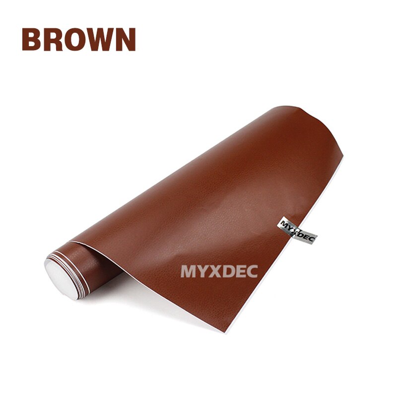 Filme vinílico adesivo para porta de carro, filme de pvc com imitação de couro 100*30cm, adesivo para interior de porta de carro, saída decoração: Marrom