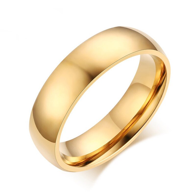 Modyle 6mm klassisk vielsesring til mænd kvinder guld sølv farve rustfrit stål forlovelsesring: 5 / 14011