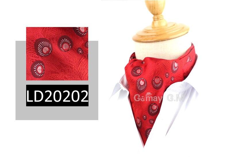 Men Cravat Ties Classic Cravat Ascot For Men Scrunch Self British style Gentleman Polyester Neck Tie Luxury Jacquard Cravats: LD20202