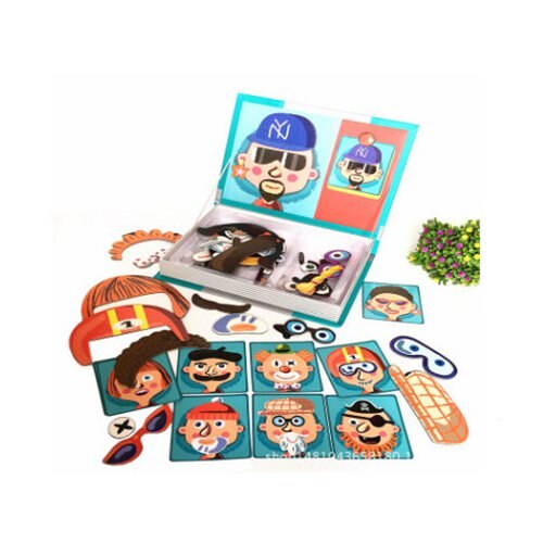 Wooden Magnetic Puzzle Board - Face Changing Expression Game - Educational Toy for Kids
