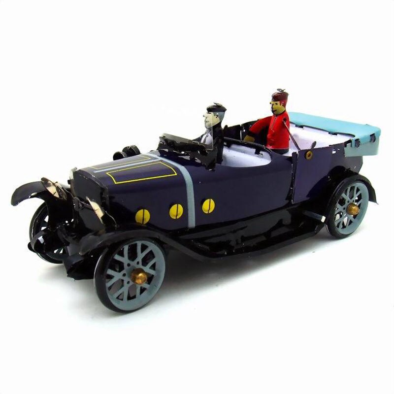 1PC Clockwork Car Toy Tinplate Tin Childhood Winder Cars Vintage Handmade Crafts Collection Figure Metal Wind Up Toys Model