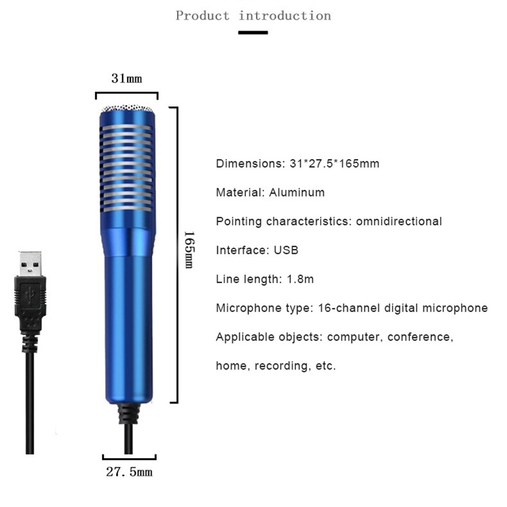 Condenser Microphone 3.5mm Plug Stereo Mic Desktop USB Microphone for PC Video Gaming Podcast Recording Studio Microphone