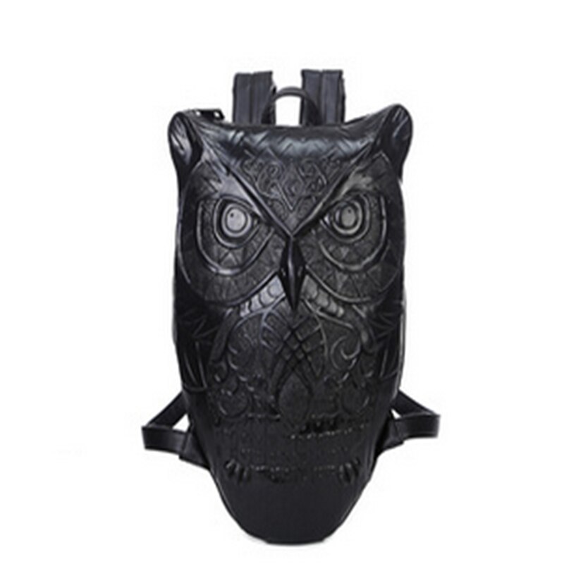 Steelsir Animal Owl Print Travel Backpack Punk Tide Men Personality 3D Animal Type 14 Inch Computer Backpack: Black