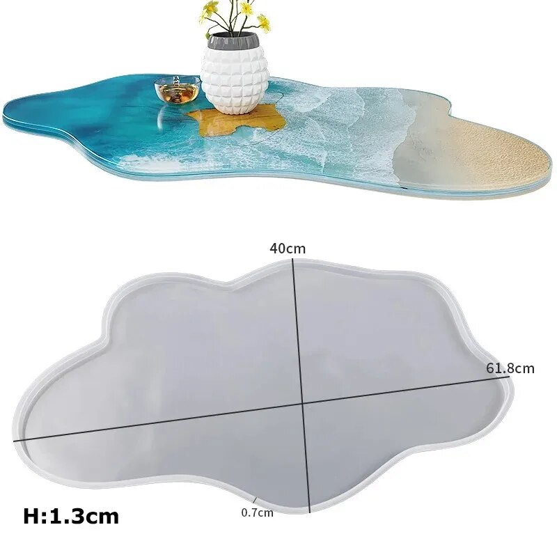 60cm Ocean Big Round Rectangle Table Resin Mold Oversize Round Table Ornaments River Table Silicone Mold Resin Casting Making: Red