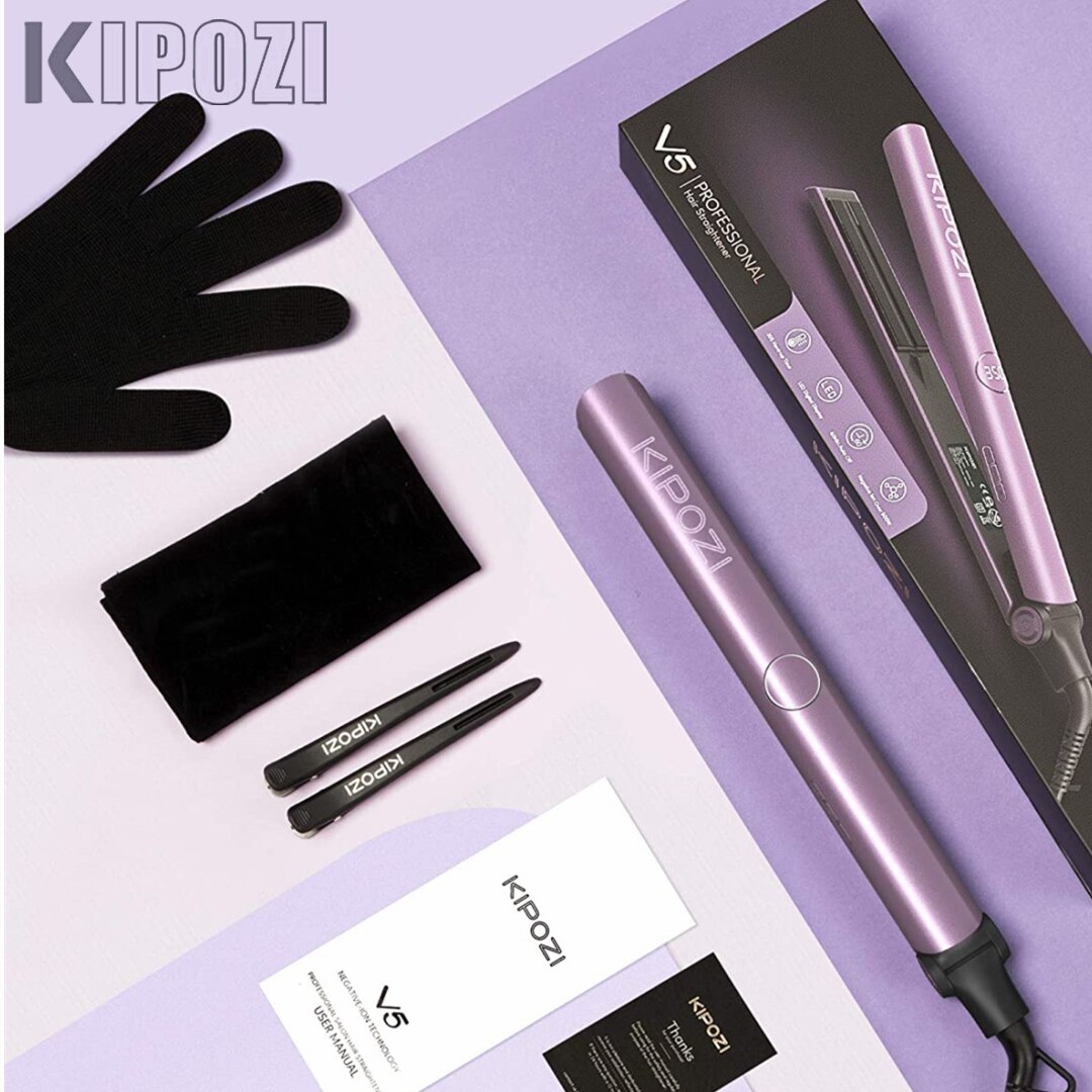 KIPOZI-plancha plana 2 en 1 para el cabello, herramienta de belleza de calentamiento instantáneo, plancha estriadora de temperatura ajustable con pantalla Digital