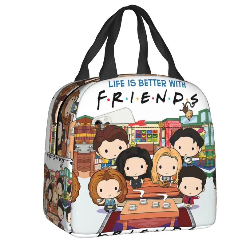 Friends TV Show Insulated Lunch Bag for Camping Travel Resuable Thermal Cooler Lunch Box Women Children Food Container Tote Bags: Dark Grey