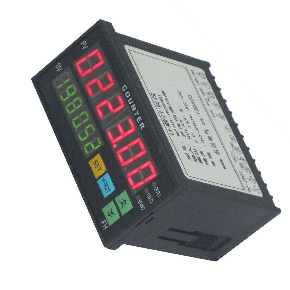 Multi-functional Digital Counter Length Meter Intelligent Dual 6 Digits LED Display AC/DC Preset Electronic Length Counter