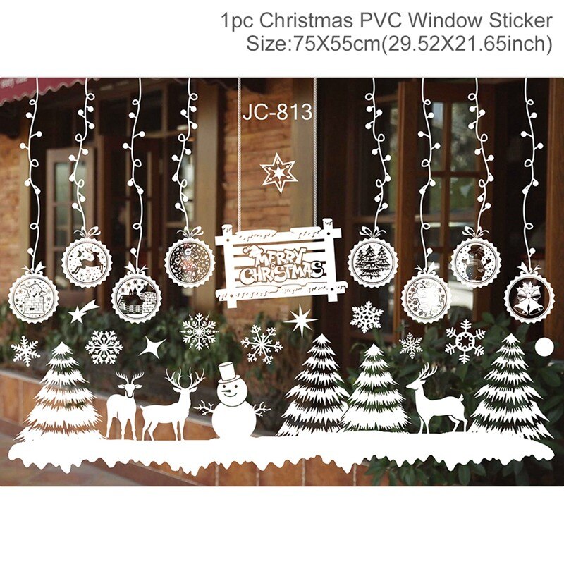 Joyeux noël Stickers muraux fenêtre verre autocollants maison décorations de noël noël ornements noël nouvel an décor à la maison: 11