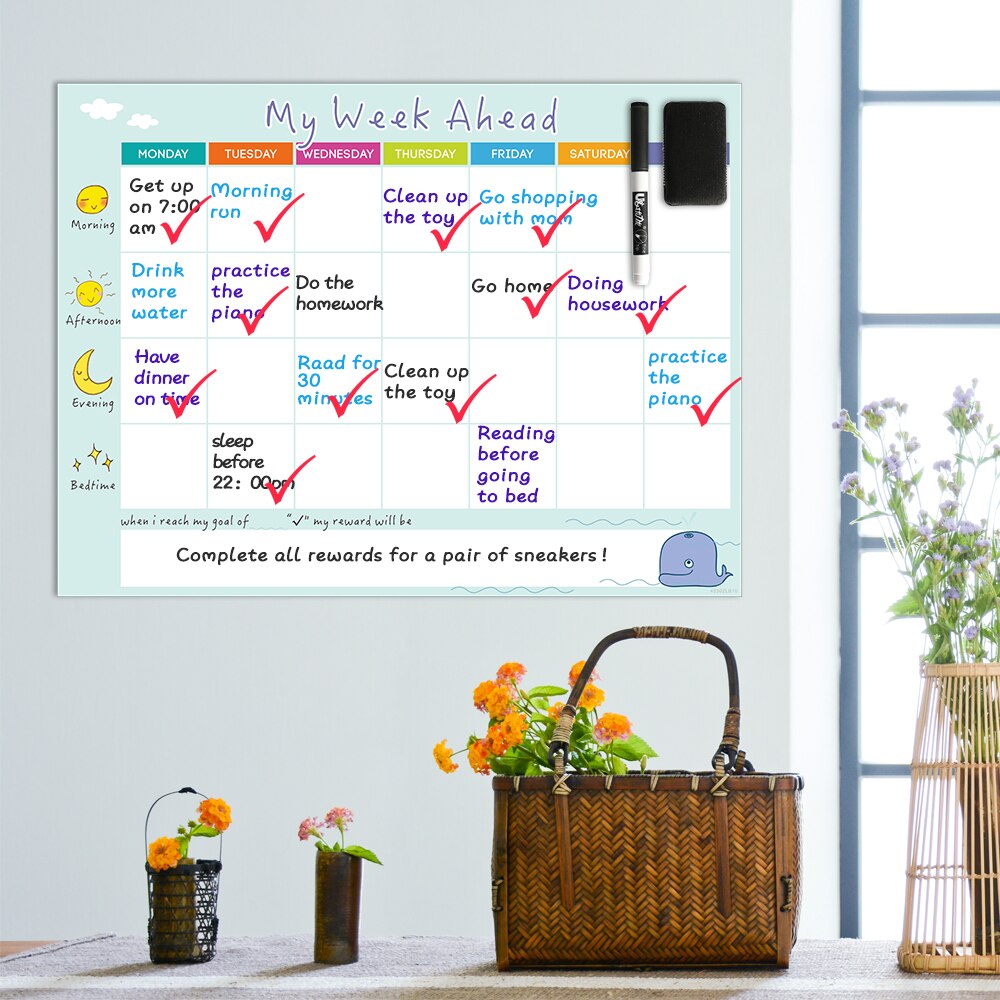 Magnetic calendar daily schedule whiteboard monthl vicedeal