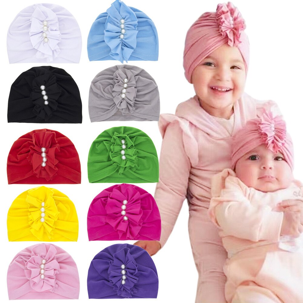 Chapeau imprimé pour bébé fille, 1 pièce, bonnet pour -né, accessoires de photographie en perle, printemps automne