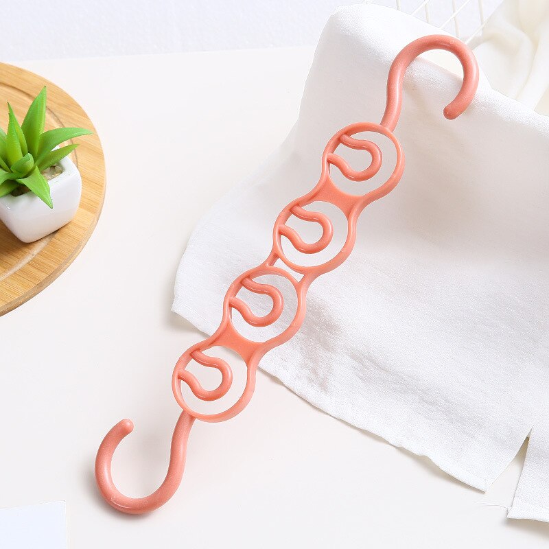 Pants Hanger Space Saving Multi Layer Storage Closet Rack Hanger Belt Scarf Trousers Tie Hangers Holders Non-slip Magic Hanger: C-Pink