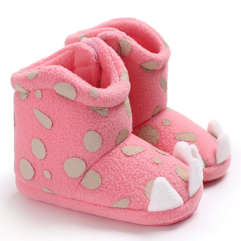 Nette Dot Tier Pfoten Krallen Baby Stiefel Weiche Korallen Fleece Warme Baby Mädchen Schuhe Infant Schuhe Anti-slip Kleinkind mädchen Schnee Booties
