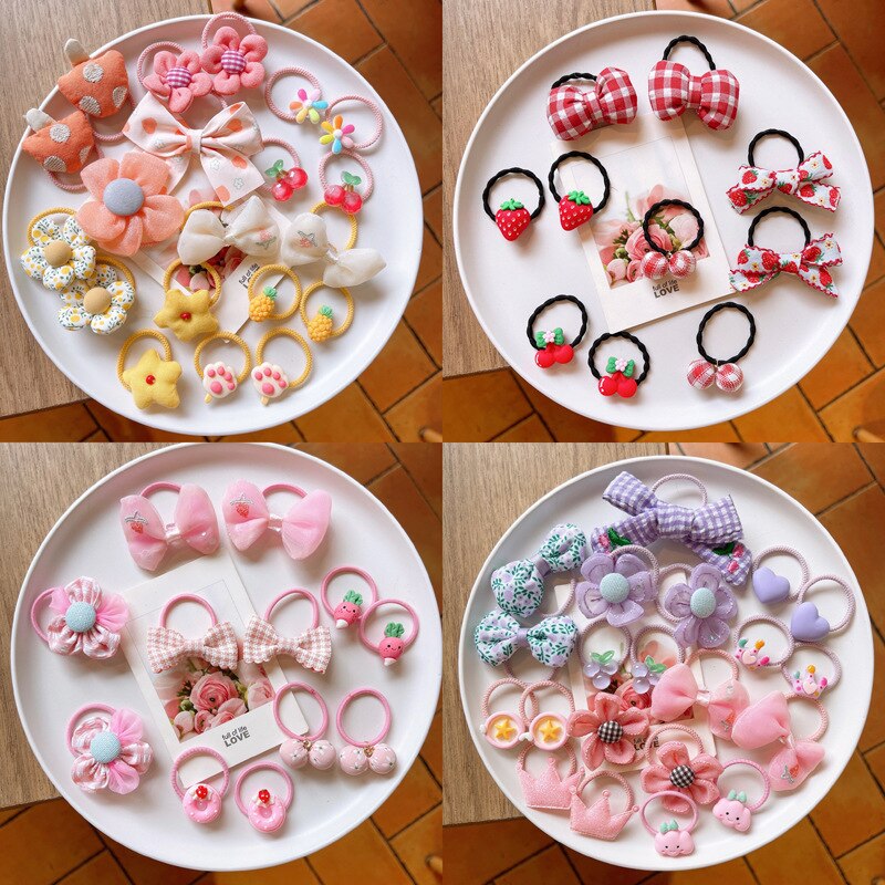 10 stücke Koreanische Süße Kawaii Baby Mädchen Elastische Haar Bands Stoff Blumen- Bogen Haar Seil für freundlicher Kleine Mädchen Haar zubehör