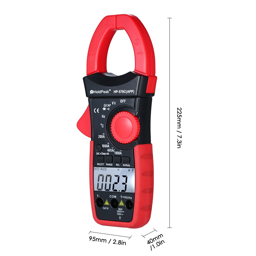 AC/DC Digital Clamp Multimeter Auto Range BT Clamp Meter Current Amperage Voltage Resistance Temp Electrical Tester Meter