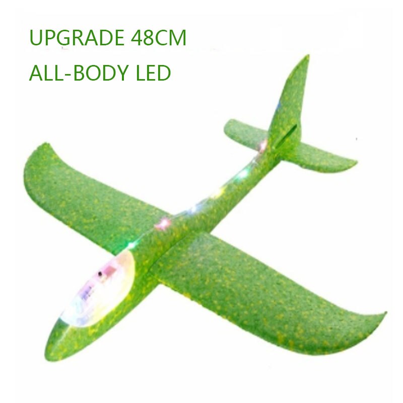 48CM Manual Throwing Foam Aircraft Manually Launching Aircraft Toys Educational Model Toys Children&#39;s Outdoor Sports Games Toys: full LED Green 48cm