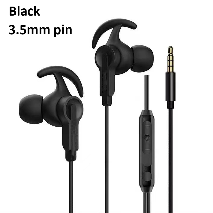 Auricolari da gioco cablati da 3,5 mm, auricolari audio analogici, cuffie cablate con microfono, auricolari sportivi stereo HiFi bassi, gioco senza ritardo: Black