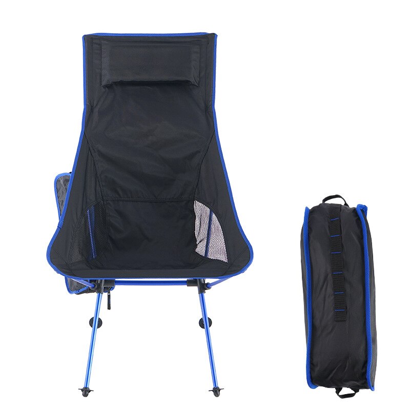 Outdoor 6063 Aluminum Moon Chair Plus Tall Fishing Chair Folding Chair Camping Backrest Aluminum Lounge Chair: DARK BLUE