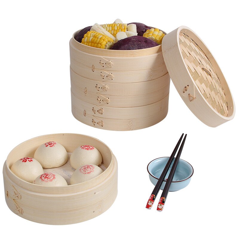 Kitchen Bamboo Steamer Fish Rice Vegetable Snack Basket Set Cooking Tools Handmade Bamboo Steamer To Send Steamer Cloth