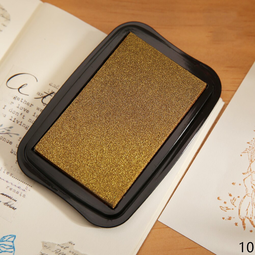 Tampon encreur Vintage pour timbres, 12 couleurs, grande taille, artisanat, bricolage, Scrapbooking, tampons d'encre en caoutchouc, tampons en papier, 6.5x9.8cm: Gold
