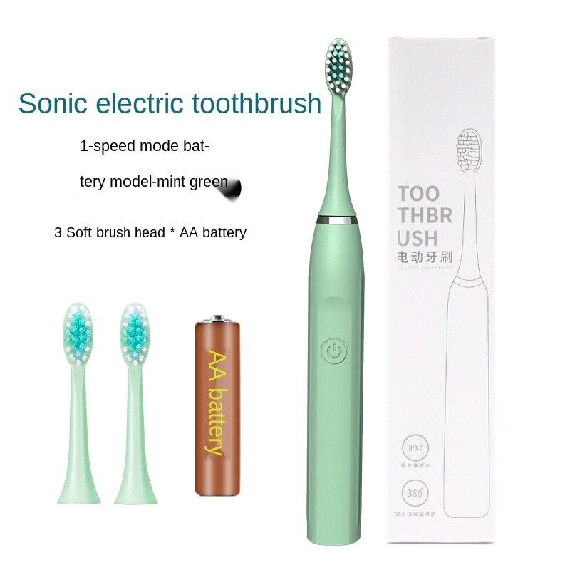 Electric Toothbrush Sonic Household USB Charging Intelligence Cleaner Sound Waves Device Maglev: Green battery model