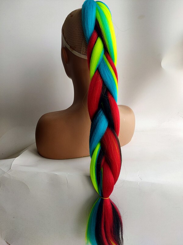 Hywamply 24" Synthetic Jumbo Braid Hair Extension African Braiding Attachment for Twist Box Dread Braids Blend Ombre Candy Color: Y12