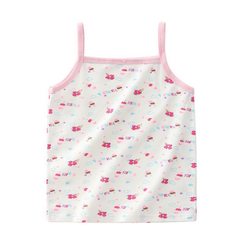 Baby pige ærmeløse tanks veste børn bomuld blonde tøj tegneserie tanks veste baby piger toppe tøj til 2-6 år børn